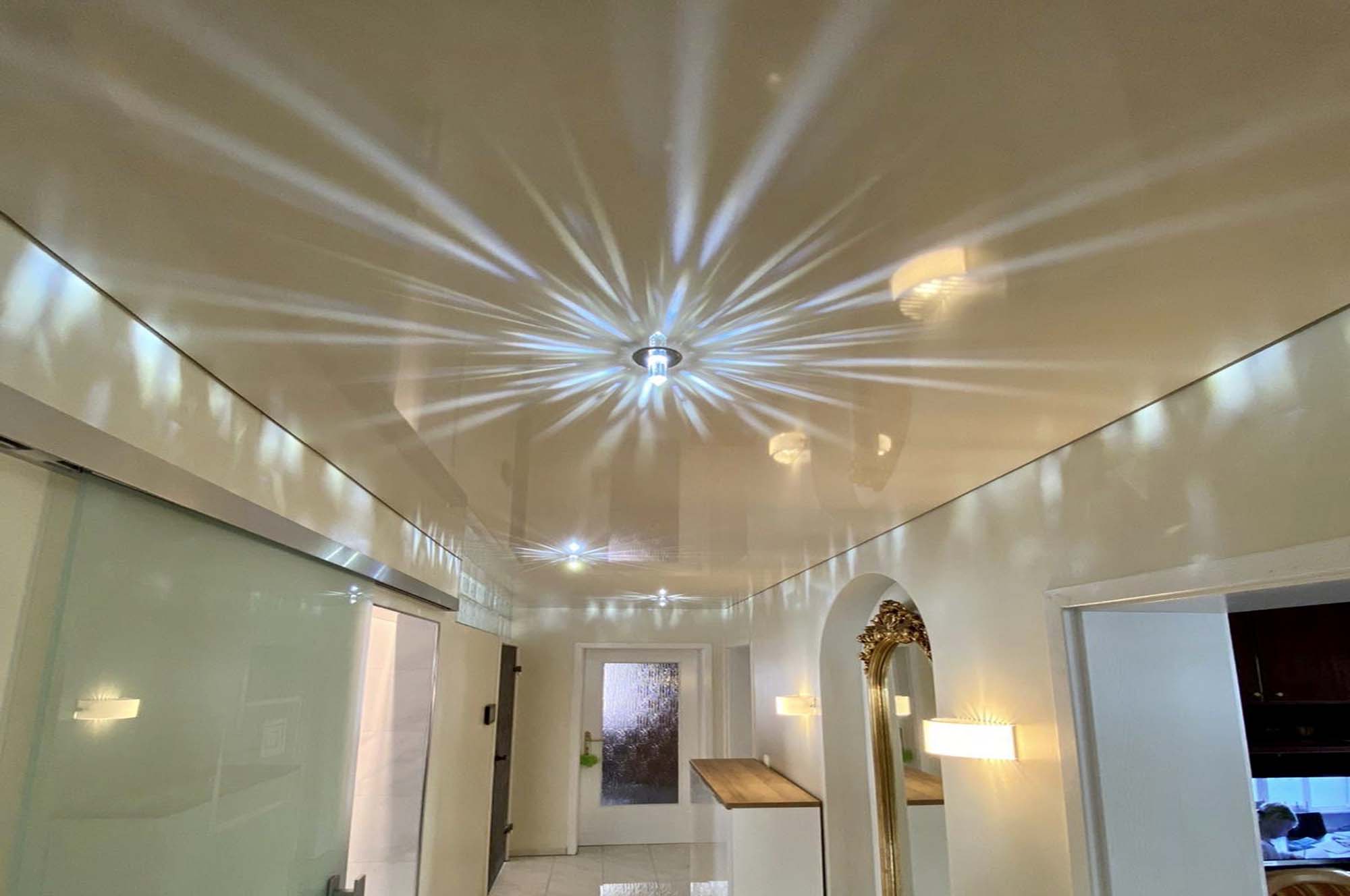 Lackspanndecke Flur LED Swarovski Sternenhimmel