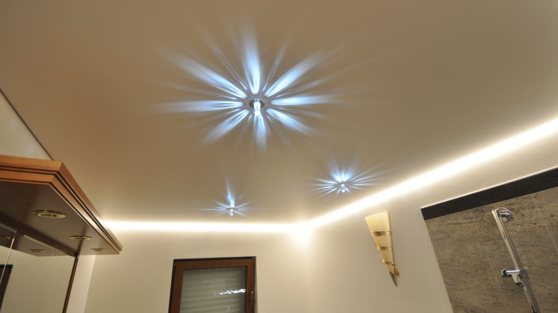 Spanndecke Wohnzimmer Swarovski Sternenhimmel LED kaltweiss
