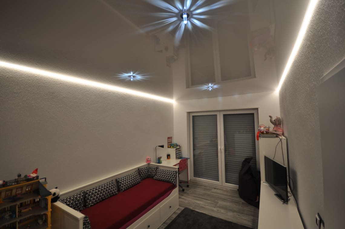 Lackspanndecke Kinderzimmer Swarovski LED dimmbar 