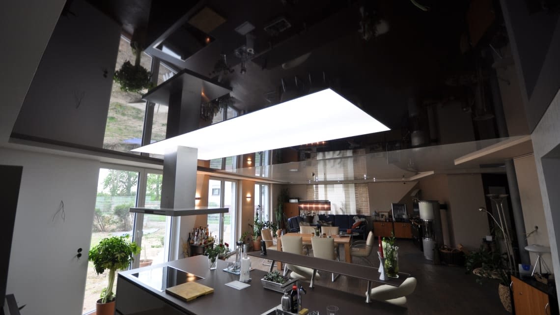 Lackspanndecke Küche Kochinsel Lichtdecke LED Spanndecke